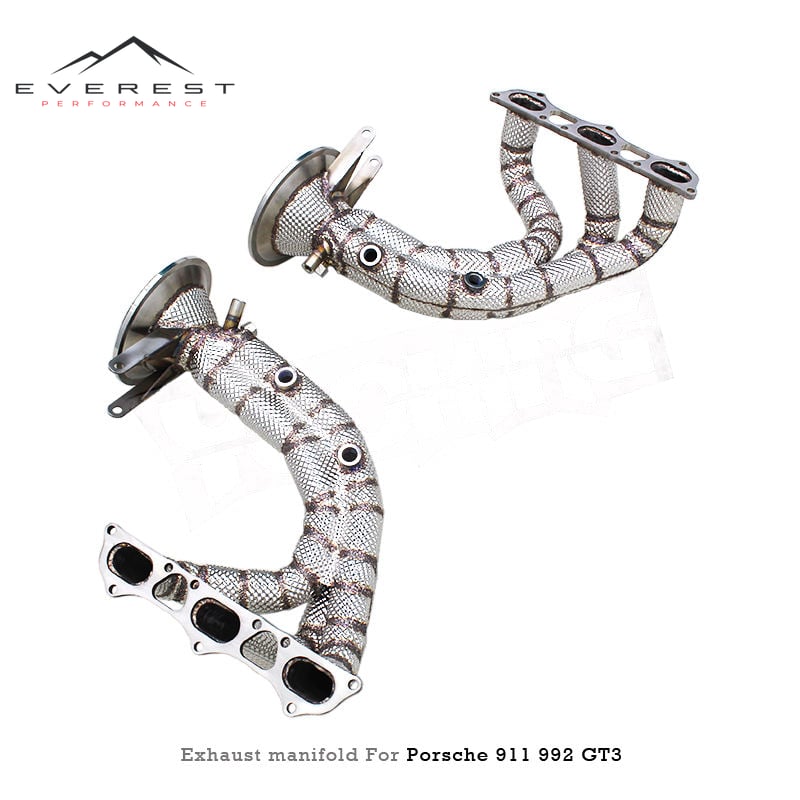 Racing 304SS Stainless Steel Long Tube Header for Porsche 911 992 GT3 4.0L 2017-2023 Heat Shield Exhaust Pipe Exhaust Manifold