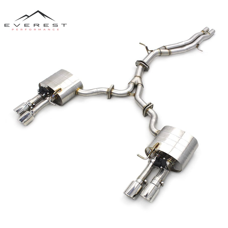 Valvetronic Muffler Exhaust System for Audi S4/S5 B9 2019-2023 Stainless Steel Catback Chrome Silver Tips