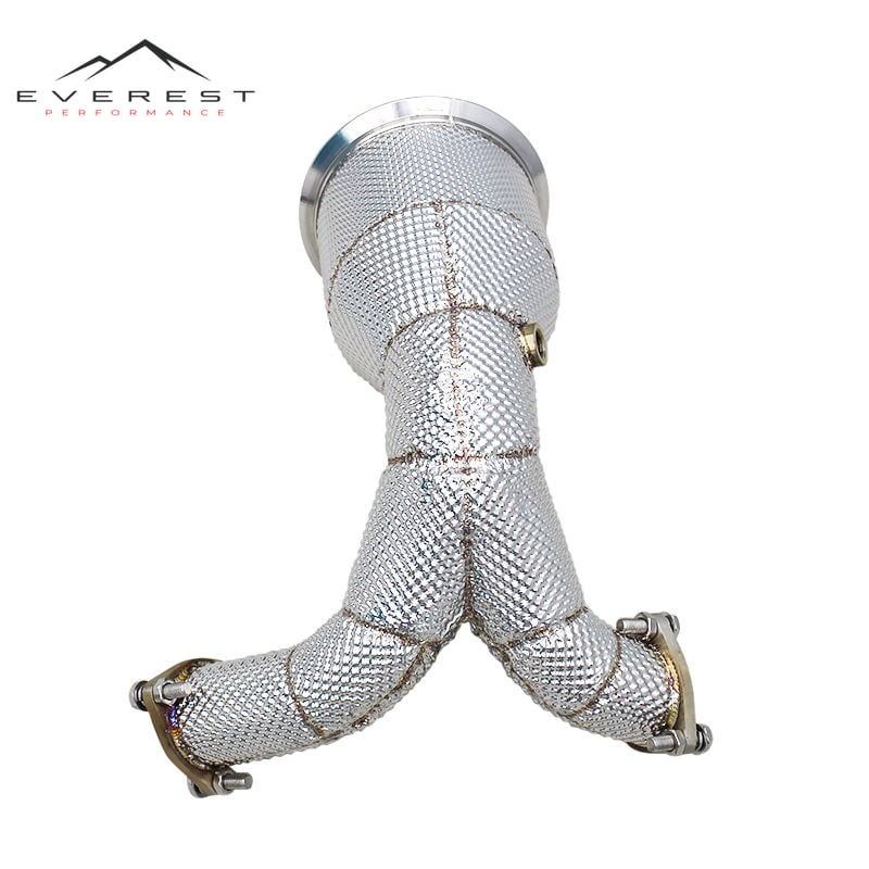 Custom Straight-through Header Downpipe for AUDI S4/S5 B9 3.0T 2019-2023 with Heat Shield Exhaust Free Flow System