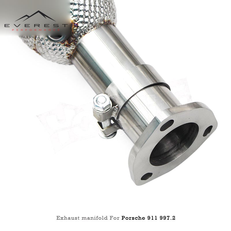 SS304 Header Manifold Exhaust Pipes for Porsche 911 997/997.2 Carrera 3.6L/3.8L 2008-2011 Heat Shield with Catalyst
