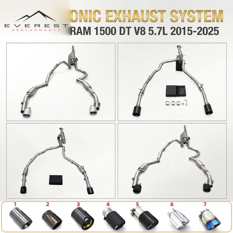 SS304L Exhaust Pipe System for Dodge RAM 1500 DT V8 5.7L 2015-2025 High Quality Electronic Valve Catback Exhaust