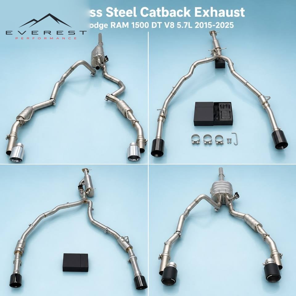 Stainless Steel High Quality Catback Valved Muffler Exhaust Pipes for Dodge RAM 1500 DT V8 5.7L 2015-2025