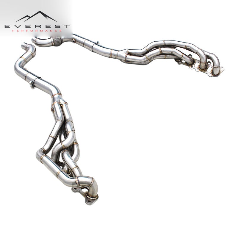 Stainless Steel Free Flow Manifold Header for Ford Mustang 5.0L 2015-2024 Brushed Long Tube Header Exhaust System