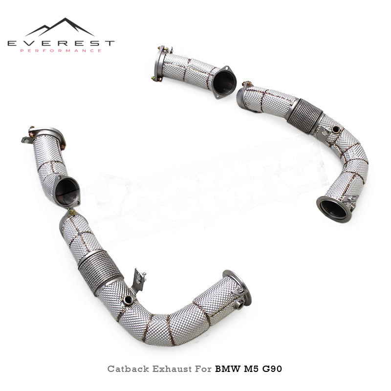 SS304 Exhaust Downpipe for BMW M5 M6 G90 G99 LCI 4.4T 2024+ Heat Shielded Free Flow Downpipes