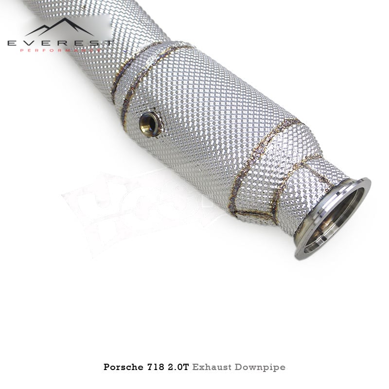 SS304 Downpipe for Porsche 718 Boxster Cayman 2.0T 2016+With Heat Shield High-flow Pipe 100/200/300 Cell
