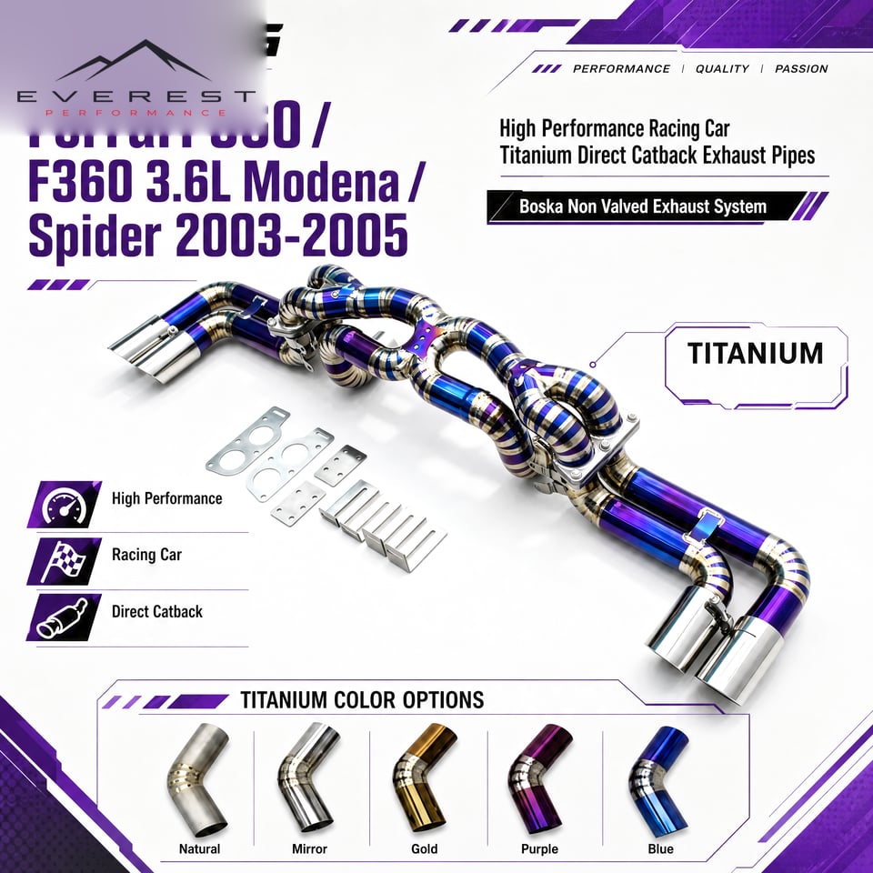 Racing Titanium Direct Catback Exhaust Pipes for Ferrari 360/F360 3.6L Modena/Spider 2003-2005 Non Valved Exhaust System