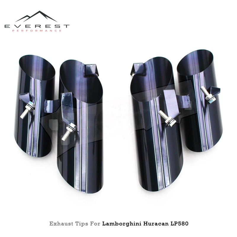 Custom Eletronic Plating Black Tips for Lamborghini Huracan LP580 2014-2019 Dual Exhaust Muffler Rear Section Tail System