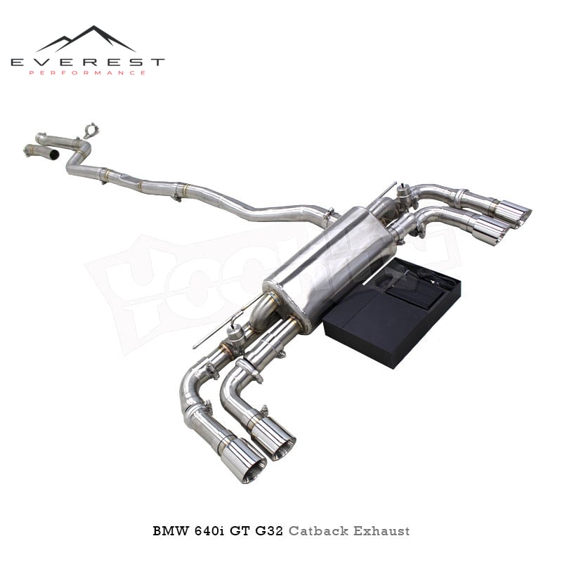 Racing SS304 Catback Exhaust Pipes System for BMW 640/640i/640GT/GT G32 2017-2021 Vacuum Valved Muffler Exhaust With Silver Tips