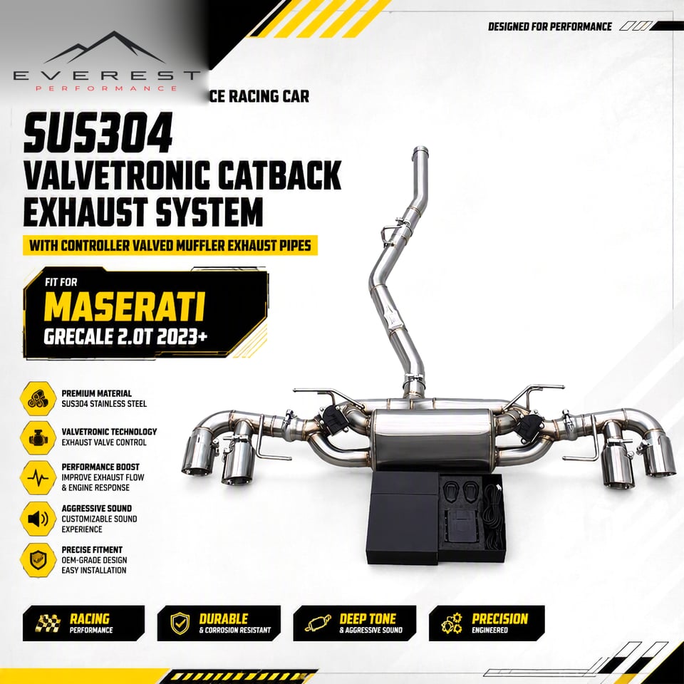 Racing SUS304 Valvetronic Catback Exhaust System for Maserati Grecale 2.0T 2023+ With Controller Valved Muffler Exhaust Pipes