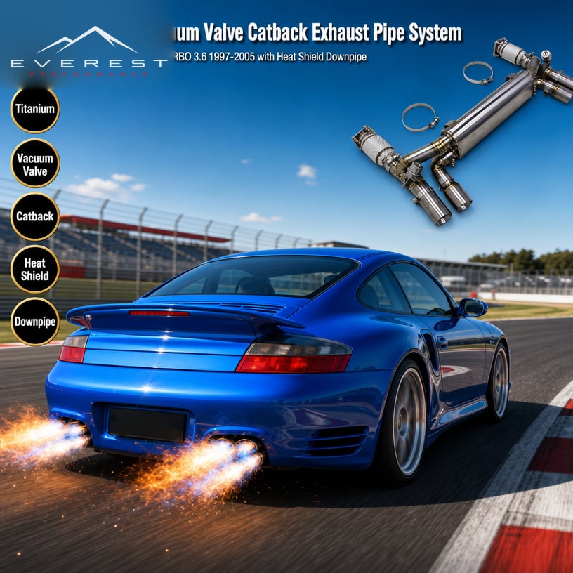 Titanium Vacuum Valve Catback Exhaust Pipe System for Porsche 911 996 TURBO 3.6 1997-2005 with Heat Shield Downpipe