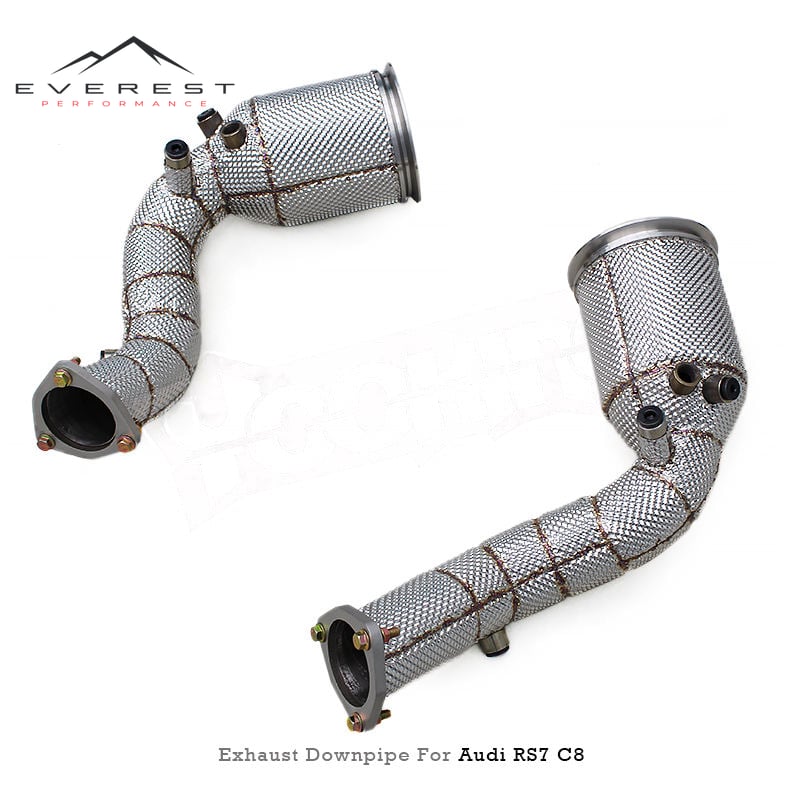 Custom Catted Downpipe for Audi RS6/RS7 C8 4.0T 2019-2024 Stainless Steel Pipes with Catalyst Exhaust High Flow System