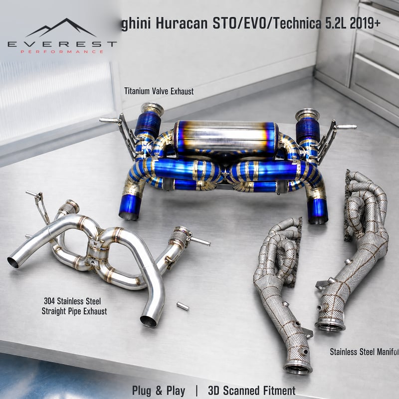 Direct-fit Catback Muffler Header for Lamborghini Huracan STO/EVO/Technica 5.2L 2019+ Dynamic Sound Valved Sport Exhaust System