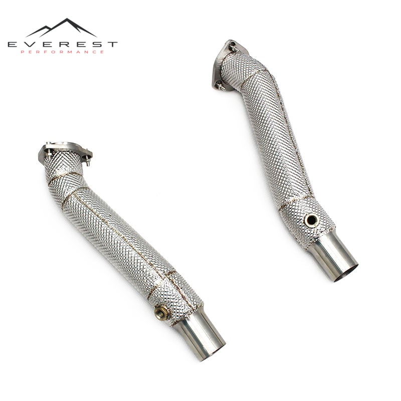 SS304 Exhaust Downpipe for Ferrari F430 Spider/Coupe 4.3L 2005-2008 Sport Car Free Flow Pipe With Heat Shield