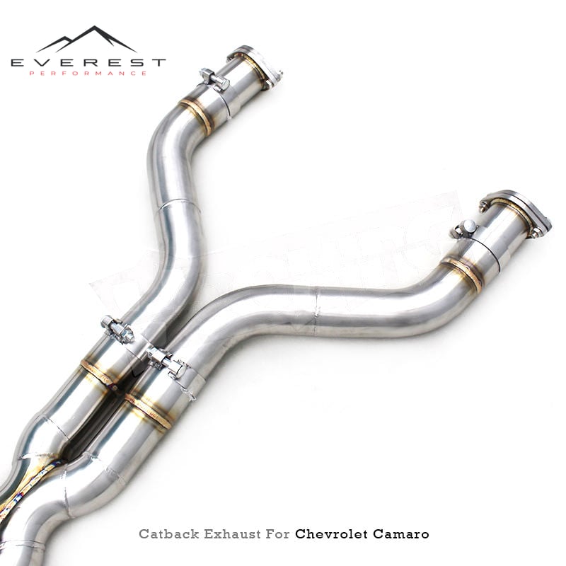 Racing Catback Exhaust Pipes Chevrolet Camaro ZL1 6.2L 2010-2015 X-pipe Valved Muffler System 304 Stainless Steel Brushed