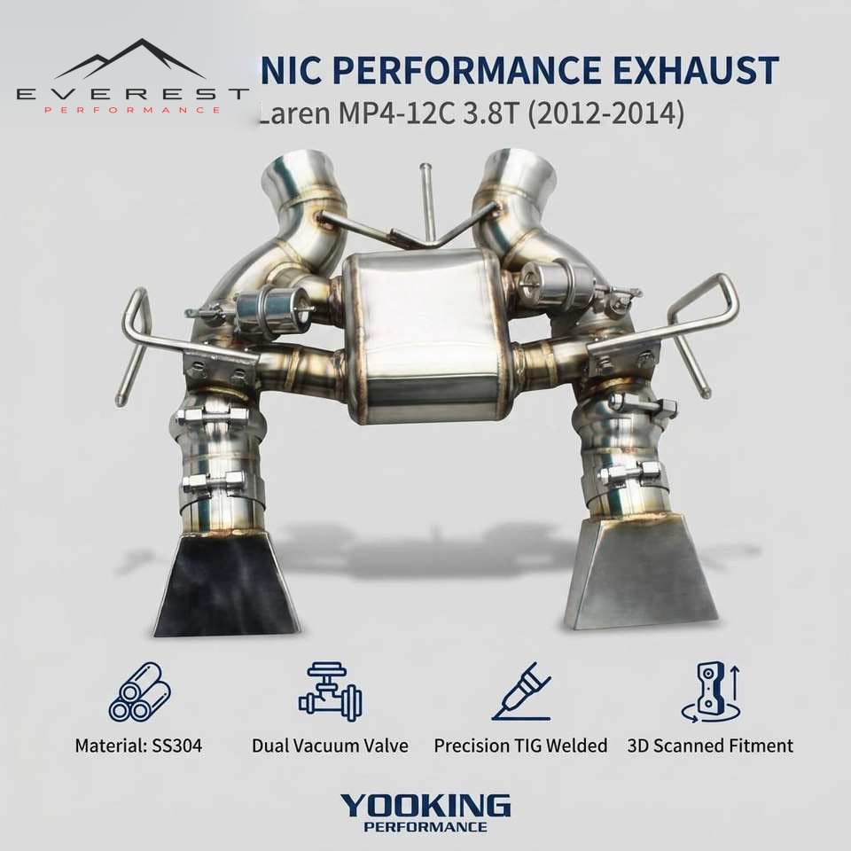 SS304L Exhaust Pipe System for Mclaren MP4-12C 3.8T 2012-2014 Racing High Performance Vacuum Valve Catback Exhaust