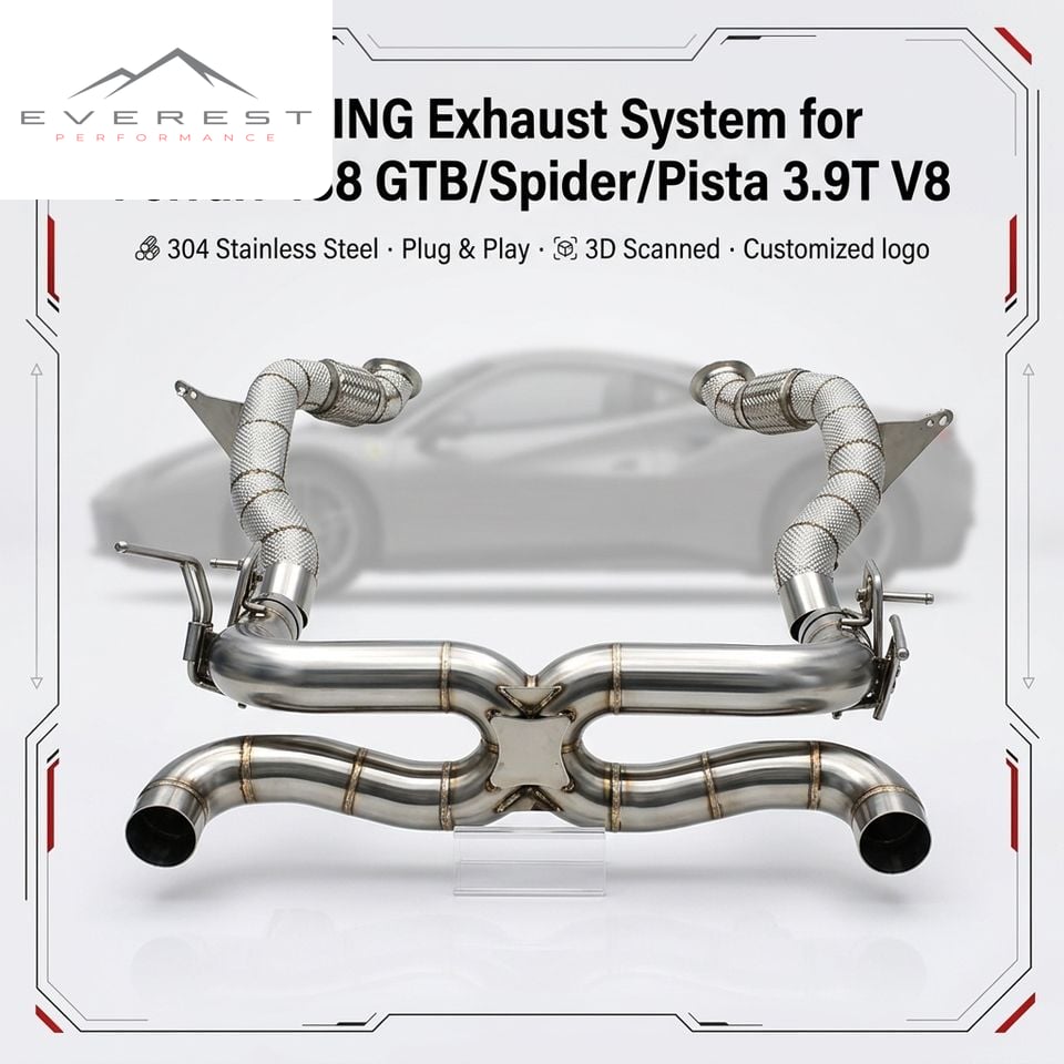 Catback Exhaust System for Ferrari 488 GTB/Spider/Pista 3.9T V8 2015-2019 Stainless Steel Direct Exhaust Pipe with Downpipe
