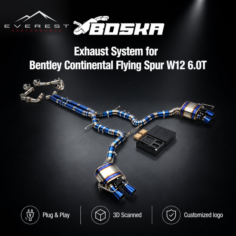 Custom Valvetronic Exhaust System for Bentley Continental Flying Spur W12 6.0T 2019-2024 SS304 Downpipe Titanium Catback