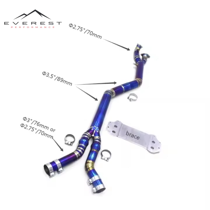 Titanium Single Mid-Pipe With Brace for BMW M2 G87 2023 Upgrade 3.5inch Middle /Mid Pipe