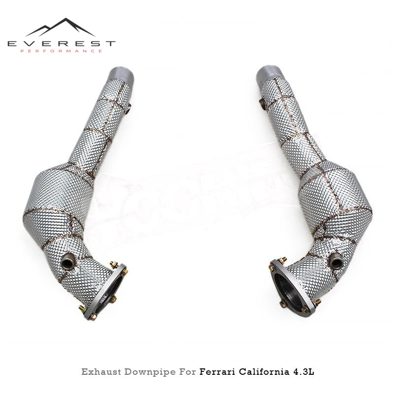SS304 Heat Shield Catalyst Downpipe with 200cell for Ferrari California 4.3L 2009-2014 Turbo Enhanced Sound Effects