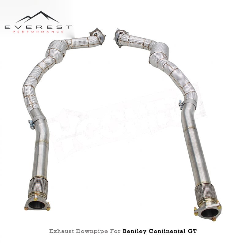 High Flow Catted Downpipe 100/200/300 Cell Exhaust for Bentley Continental GT V8 4.0T 2014-2017 with Heat System