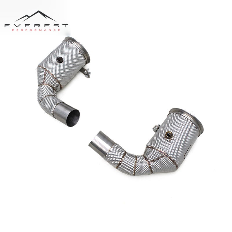 SS304 Exhaust Downpipe for Porsche 911 992 3.0T 2019-2024 With Heat Shield High Flow Catted Downpipe 100/200/300 Cell