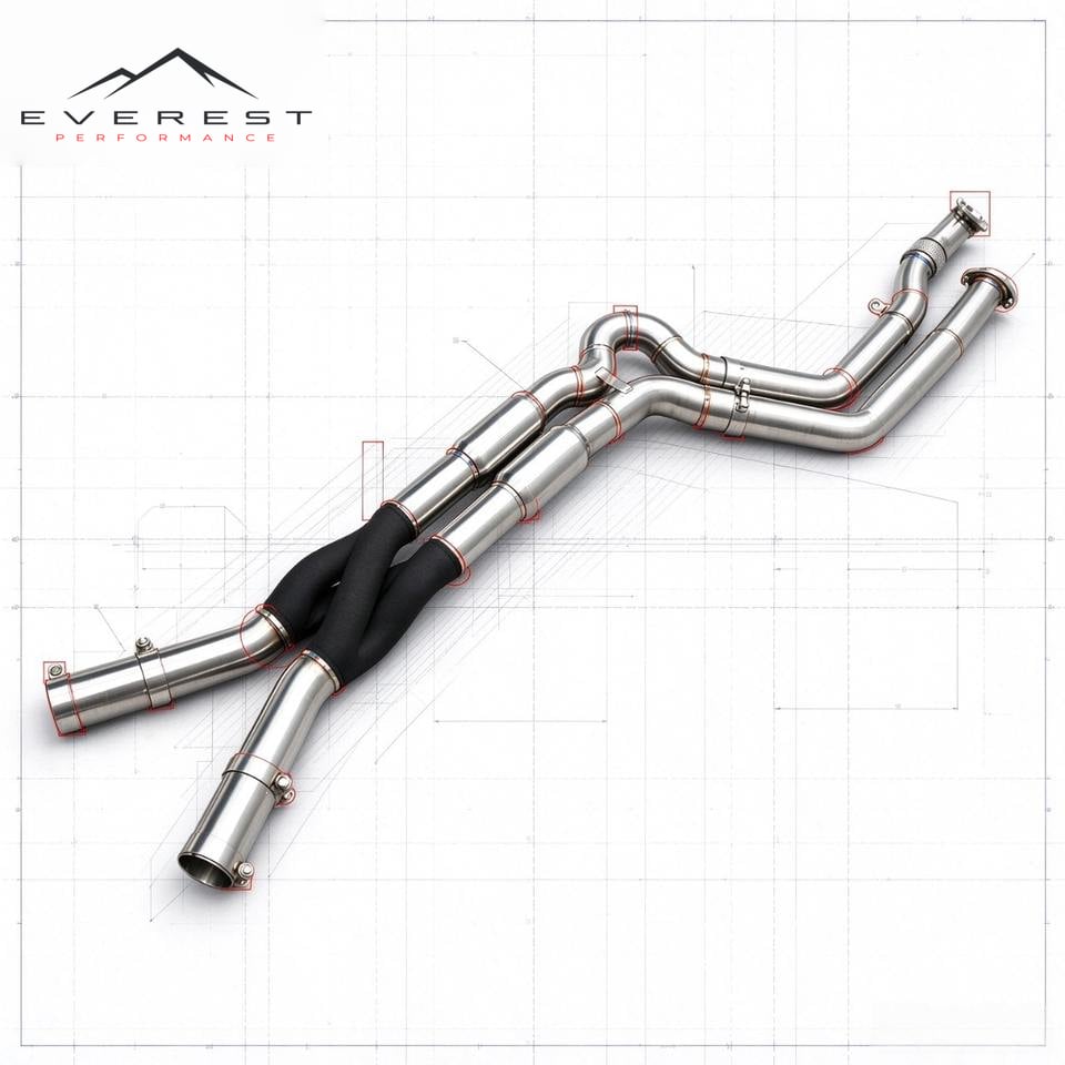 High Performance Car Black Z Pipe Exhaust Parts Fit for BMW G87 M2/G80 M3/G82 M4 S58 3.0T Equal Length MidPipe Exhaust