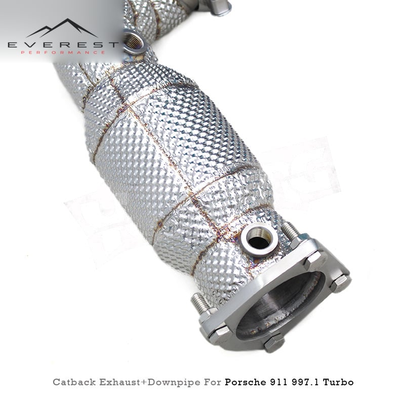 Exhaust Pipe System for Porsche 911 997.1 Turbo 3.6T 2004-2007 SS304L Catted Downpipe Titanium Vacuum Valve Catback Exhaust