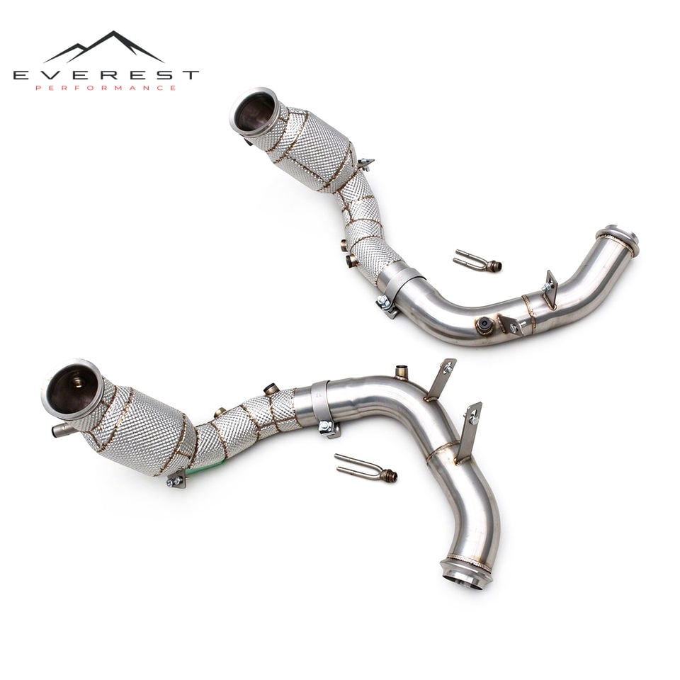 SUS304 Catalytic Header Downpipe 100/200/300 Cells Exhaust for Mercedes-Benz S63 E AMG W223 V8 4.0T 2020-2025 Bolt-on