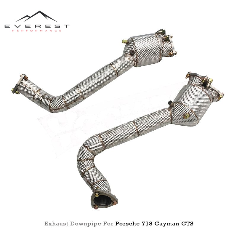 Exhaust Downpipe with 200Cell Catalyst for Porsche 718 Cayman GTS/GT4 4.0L 2018-2022 Heat Shield Stainless Steel Exhaust Pipe
