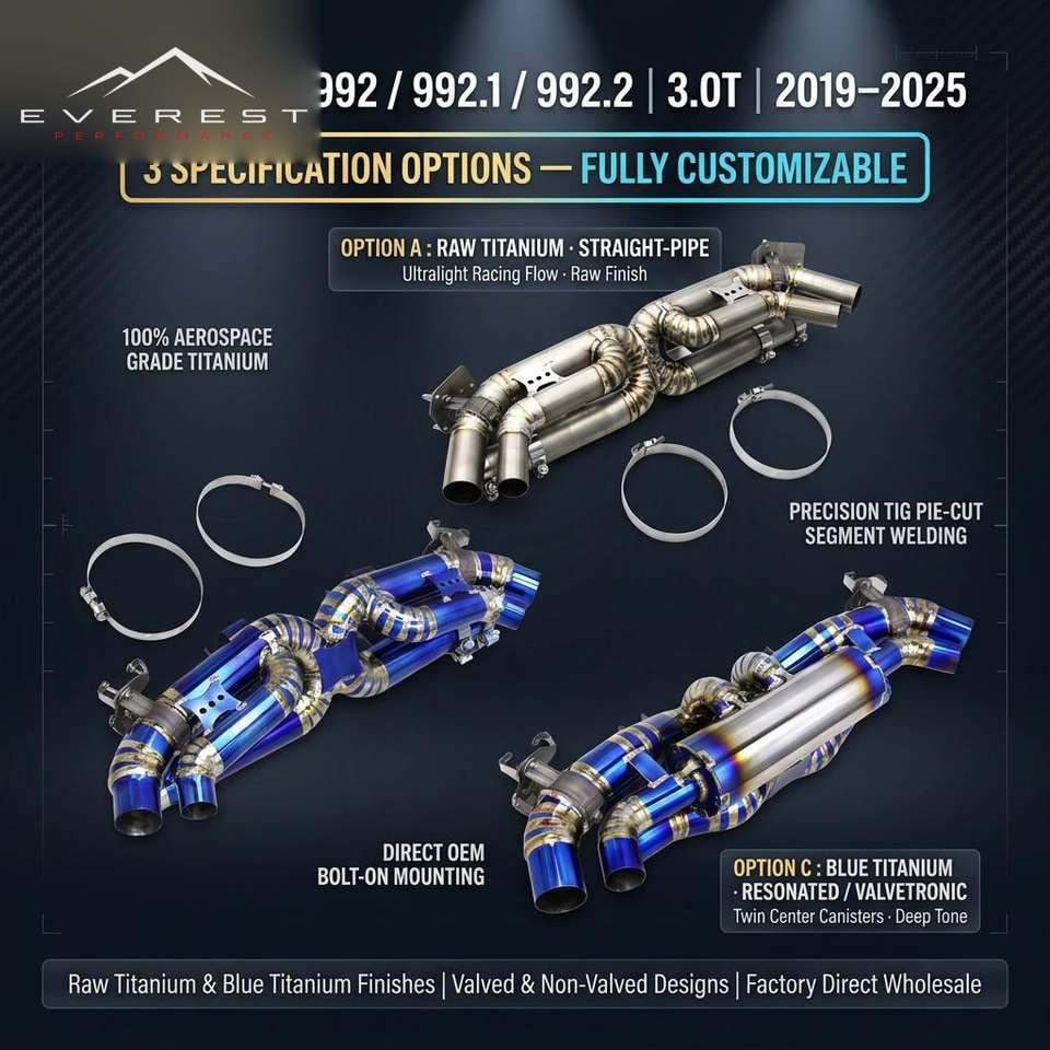 Titanium Catback for Porsche 911 992/992.1/992.2 Turbo/Carrera 3.0T 2019-2025 Valve Muffler Exhaust System