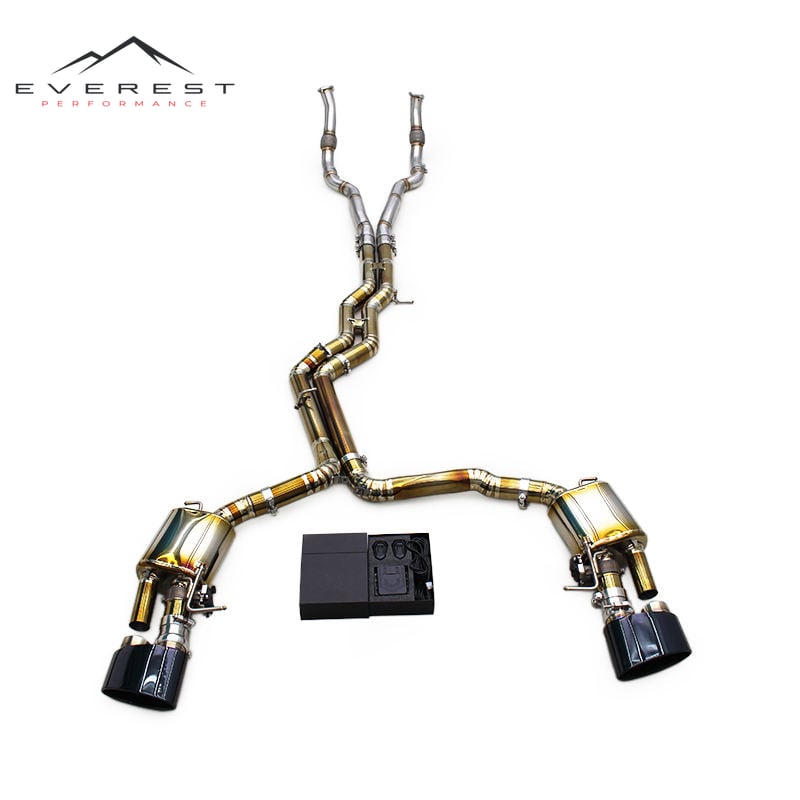 Race Complete Set Sport Exhaust for AUDI RS6/RS7 C8 4.0T 2019-2024 304 Front Pipe Titanium Muffler Exhaust Pipe With RS Tips