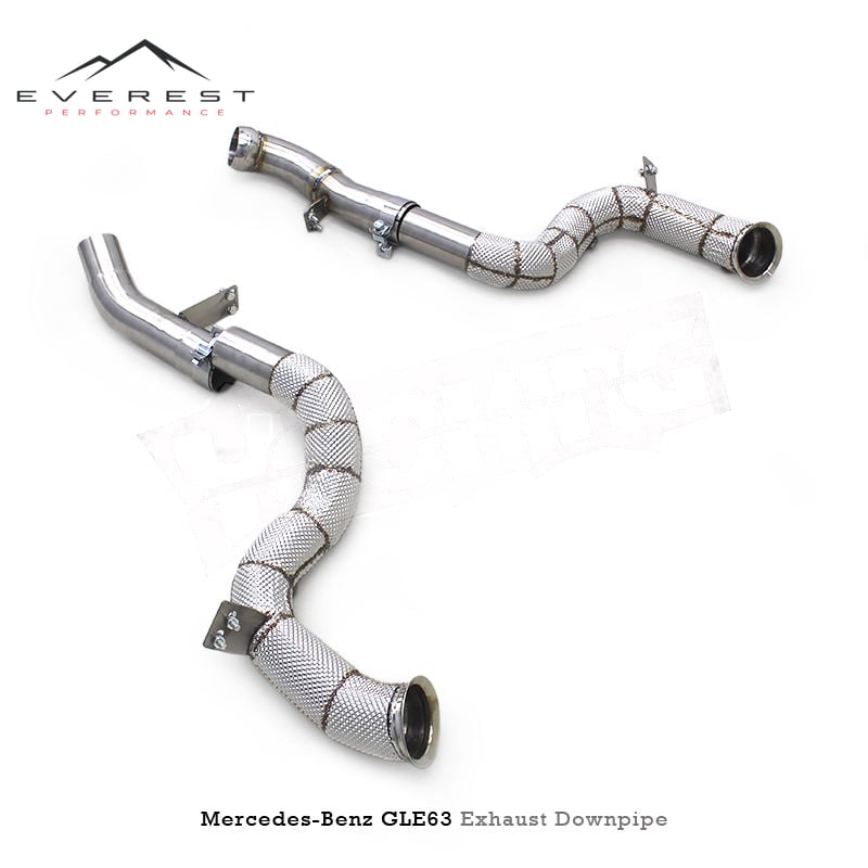 Racing Stainless Steel Exhaust Downpipe for Mercedes-Benz GLE63 AMG 4.0TT W167 2020-2023 Free Flow Heat Shield Track Section Pipe