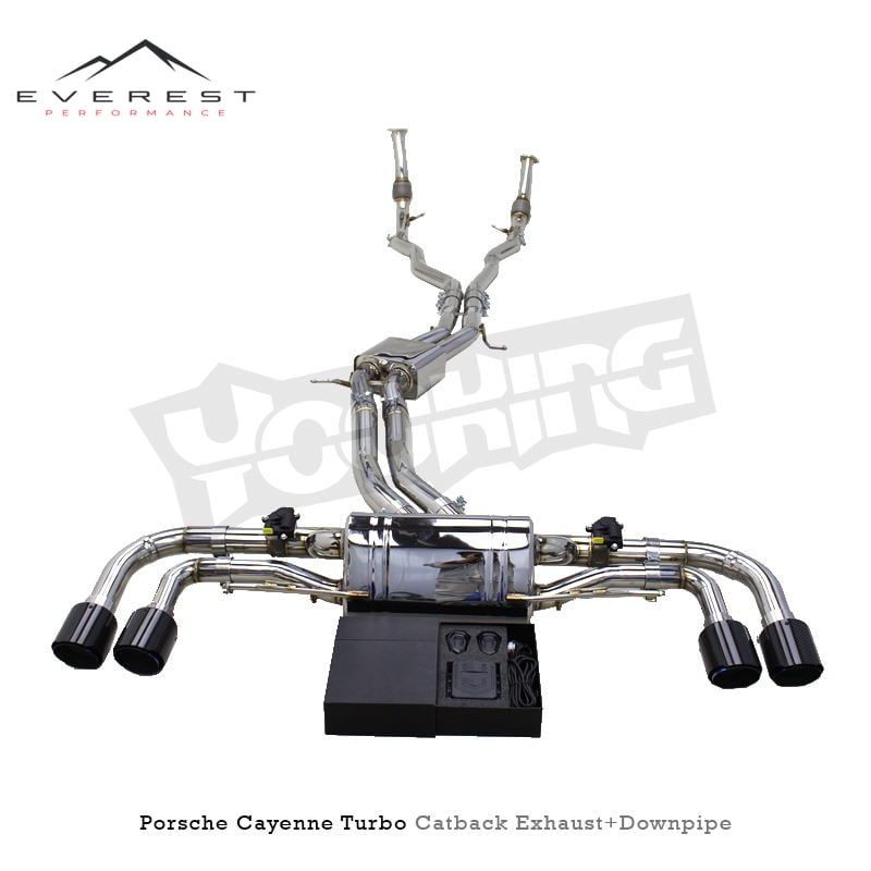 SS304L Exhaust Pipe System for Porsche Cayenne Turbo V8 4.0T 2018-2023 Electronic Valves Are Equipped with Remote Controllers.