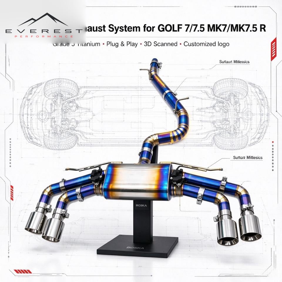 Catback Exhaust System for VW GOLF 7/7.5 MK7/MK7.5 R 2.0T 2014-2020 Titanium Exhaust Pipe Muffler Exhaust System