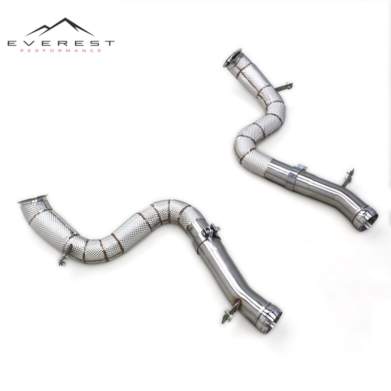 Free Flow Exhaust System for Mercedes-Benz S560 4.0TT W222 2017-2023 Stainless Steel Downpipe With Heat Shield