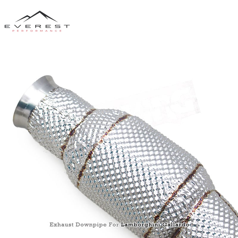 Racing SS304 Exhaust Downpipe for Lamborghini Gallardo 5.0L 2004-2007 With Heat Shield High Flow Catted Downpipe 100/200/300Cell