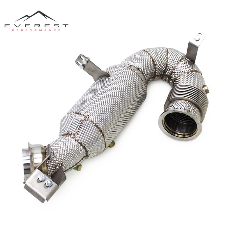 Catted Downpipe for Mercedes-Benz AMG GT53/GLE53/E53 3.0T 2020-2024 High Flow 100/200/300Cell Exhaust with Heat Shield