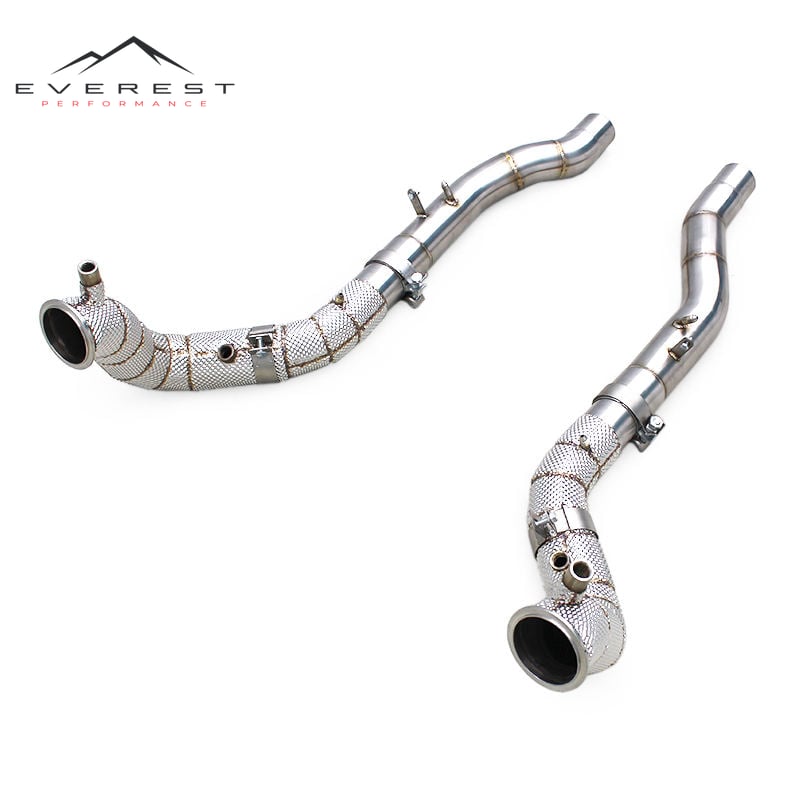 SS304 Exhaust Downpipe for Ferrari Roma V8 3.9T 2020+ Street Car With Heat Shield Free Flow Exhaust Header