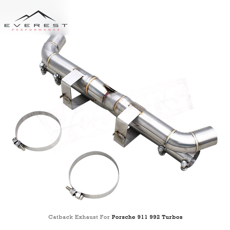 Stainless Steel Performance Straight Axleback Exhaust for Porsche 911 992/992.1/992.2 Turbo S 3.0T 2019-2024 X-pipe
