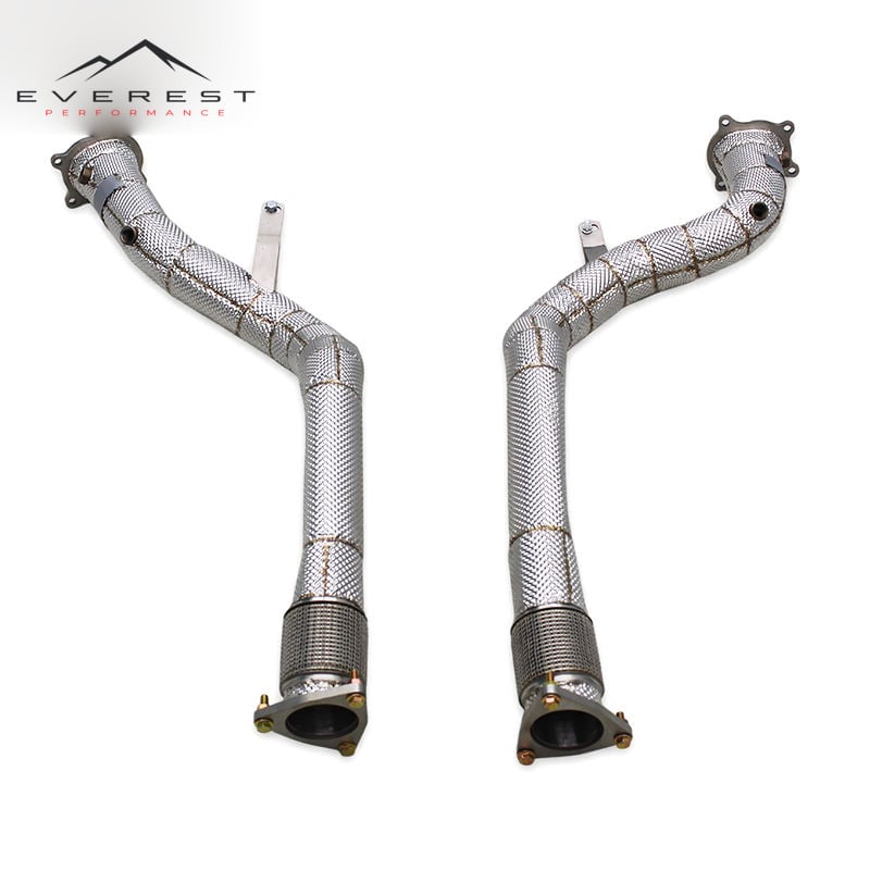 Racing Stainless Steel 304 Exhaust Pipes for Bentley Continental GT W12 6.0T 2004-2013 Free Flow Downpipe With Heat Shield