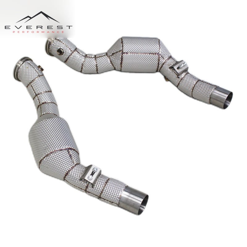 SS304 Exhaust Downpipe Pipe for Maserati Quattroporte 3.0T 2013-2018 With Heat Shield High Flow Catted Downpipe 100/200/300 Cell