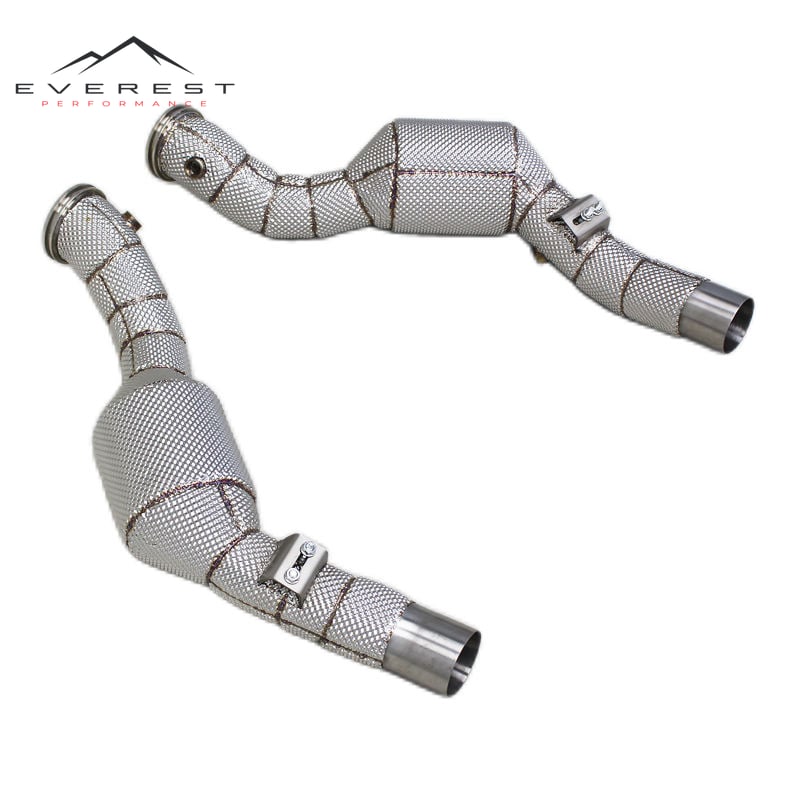 SS304 Exhaust Downpipe Pipe for Maserati Quattroporte 3.0T 2013-2018 With Heat Shield High Flow Catted Downpipe 100/200/300 Cell
