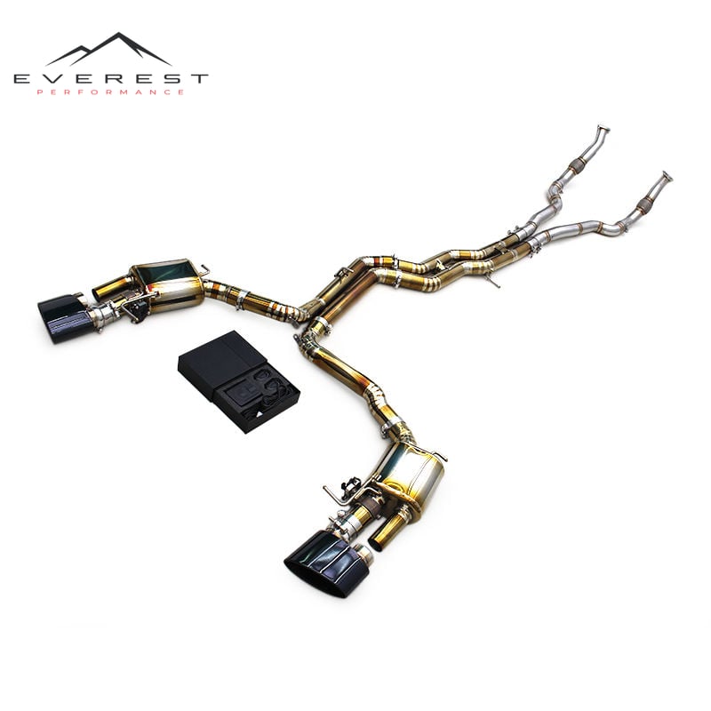Titanium Muffler Exhaust Pipe for AUDI RS6/RS7 C8 4.0T 2019-2024 304 Front Pipe Catback Full Exhaust With RS Tips