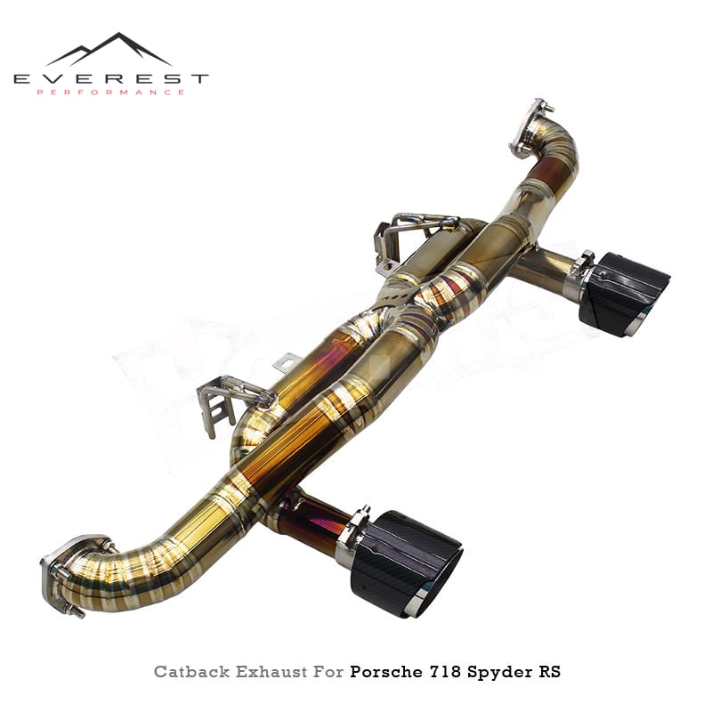 Pref Titanium Catback Exhaust System for Porsche 718 Cayman Spyder GT4 RS 4.0L 2022-2025 SS304 Free Flow Downpipe