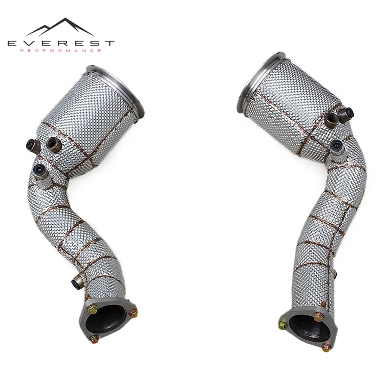 Catted Exhaust Pipes for Audi RS6/RS7 C8 4.0T 2019-2024 Stainless Steel Downpipe With Heat Shield