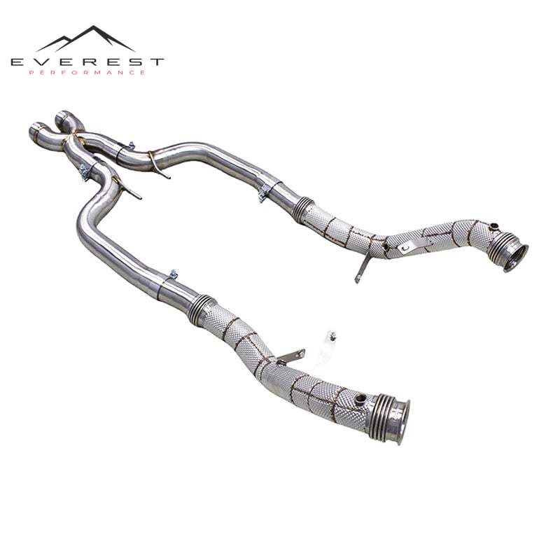 Stainless Steel Exhaust System for Mercedes-Benz S65 AMG W222 V12 6.0 2014-2019 Downpipe With Heat Shield