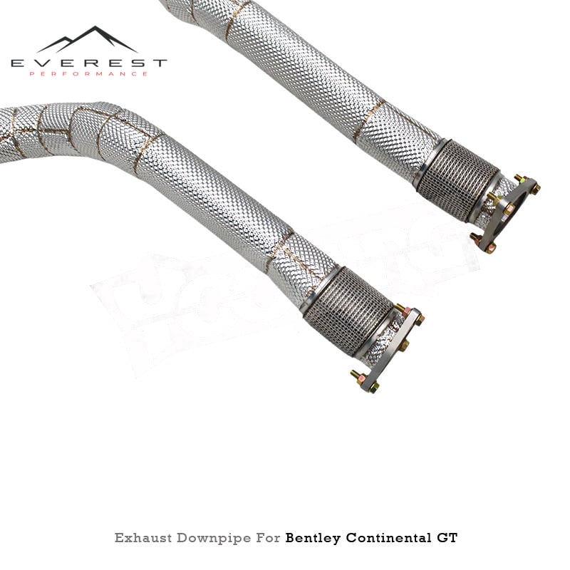 304Stainless Steel Free Flow Downpipe Exhaust Pipes for Bentley Continental GT W12 6.0T 2004-2013 with Heat Shield