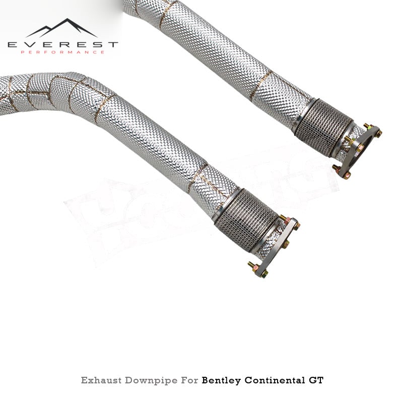 304Stainless Steel Free Flow Downpipe Exhaust Pipes for Bentley Continental GT W12 6.0T 2004-2013 with Heat Shield