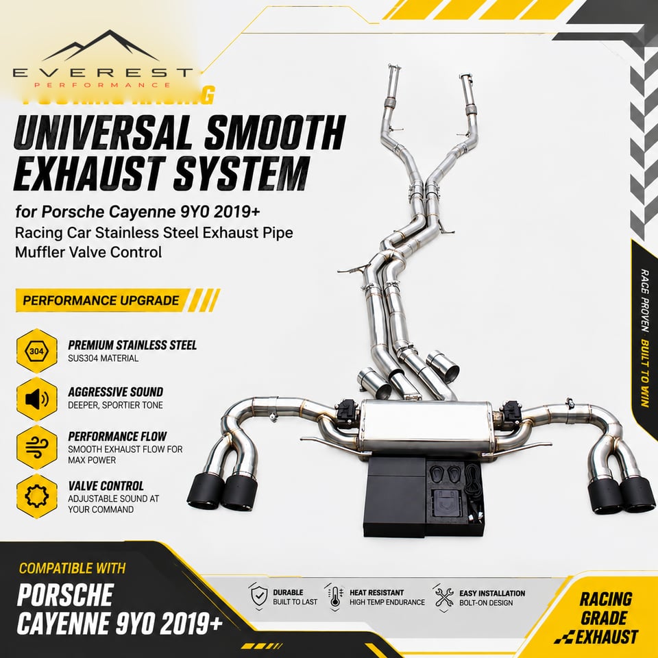 Racing Universal Smooth Exhaust System for Porsche Cayenne 9Y0 2019+ Race Car Stainless Steel Exhaust Pipe Muffler Valve Control