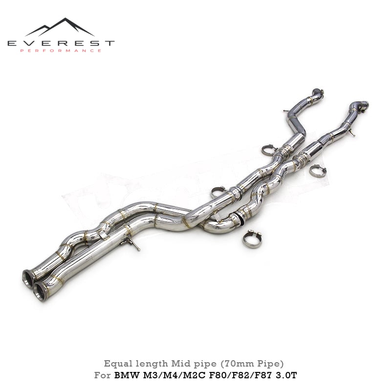 Equal Length Mid Pipe 2014-2019 for BMW M3 F80 M4 F82 F83 S55 3.0T SS304 Mid Pipe with Resonators Exhaust Pipe